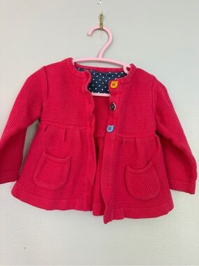 Girls' Bright Pink Knit Jacket with Button Accents